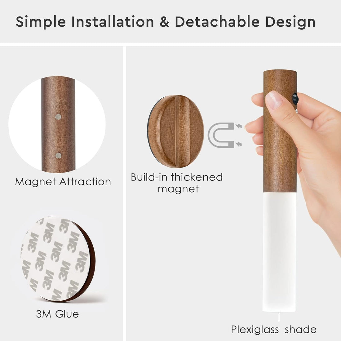 Wall Sconces Set of Two Battery Operated, Motion Sensor Night Light Magnetic Wall Light Rechargeable, Peel and Stick Lights for Hallway