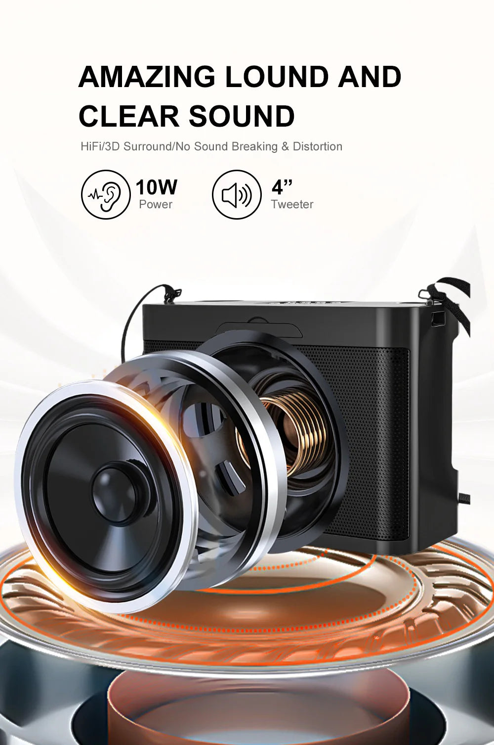 20W Powerful Wireless Portable Dual Microphones Bluetooth Speaker Hifi Stereo Family Party